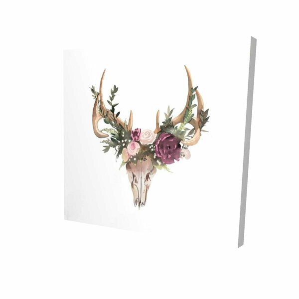 Fondo 16 x 16 in. Deer Skull with Flowers-Print on Canvas FO2790777